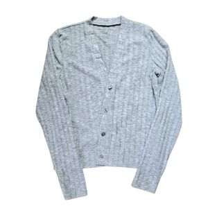 American Eagle Gray Ribbed Cardigan